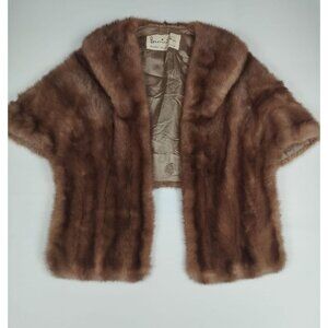 Barrington Furs Women OS Vintage 1950s Real Fur Stole Brown Floral Oakville
